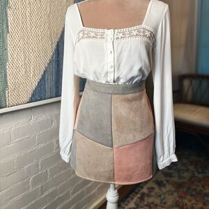 Versona Pink and Grey Suede-Like Finish Pencil Skirt